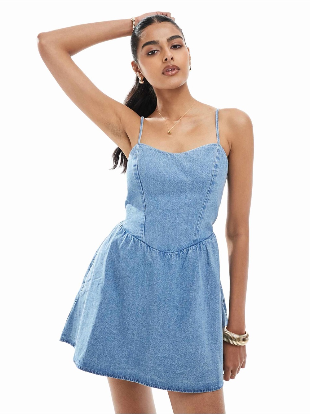 Brand New Hollister Light Blue Denim Dress with Spaghetti Straps
